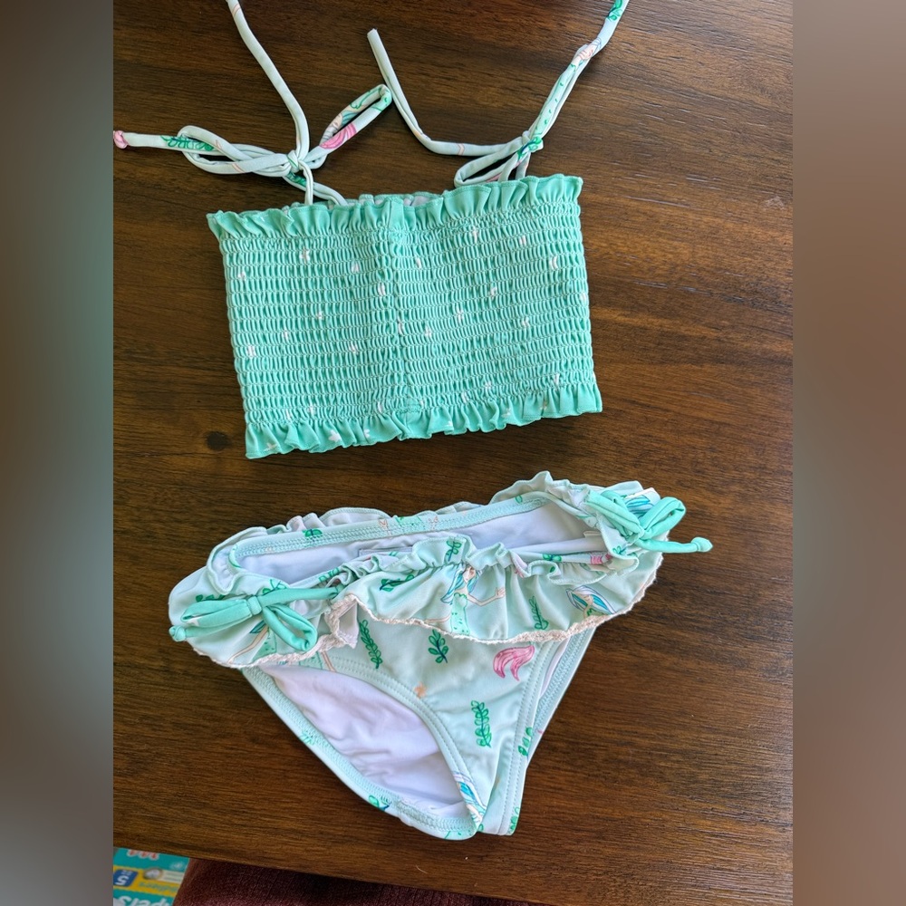 SweetHoney Mint Green and Mermaids Ruffle Bikini Set